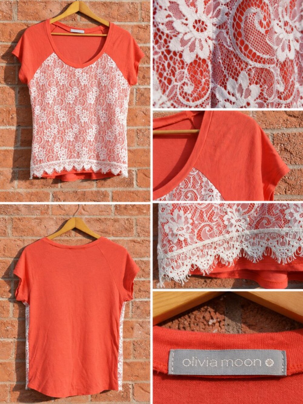 Olivia Moon Romantic Balletcore Coral Lace Top